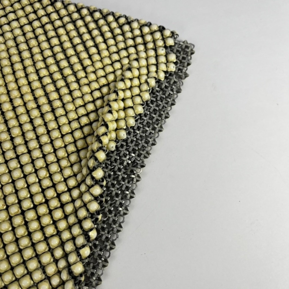 Vintage Cream Metal Mesh Fabric Remnant Whiting Davis Style Chainmail Piece - Picture 6 of 8